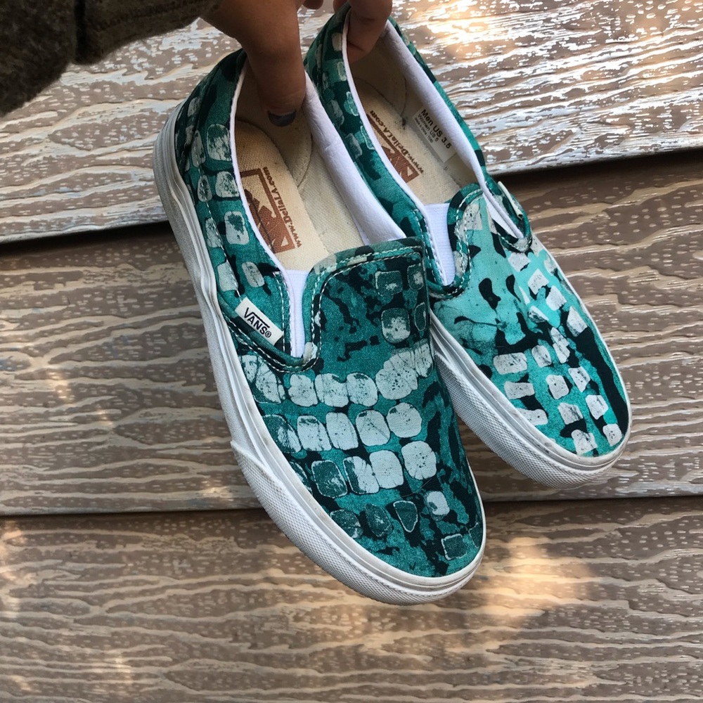 Rare teal blue vans slip ons